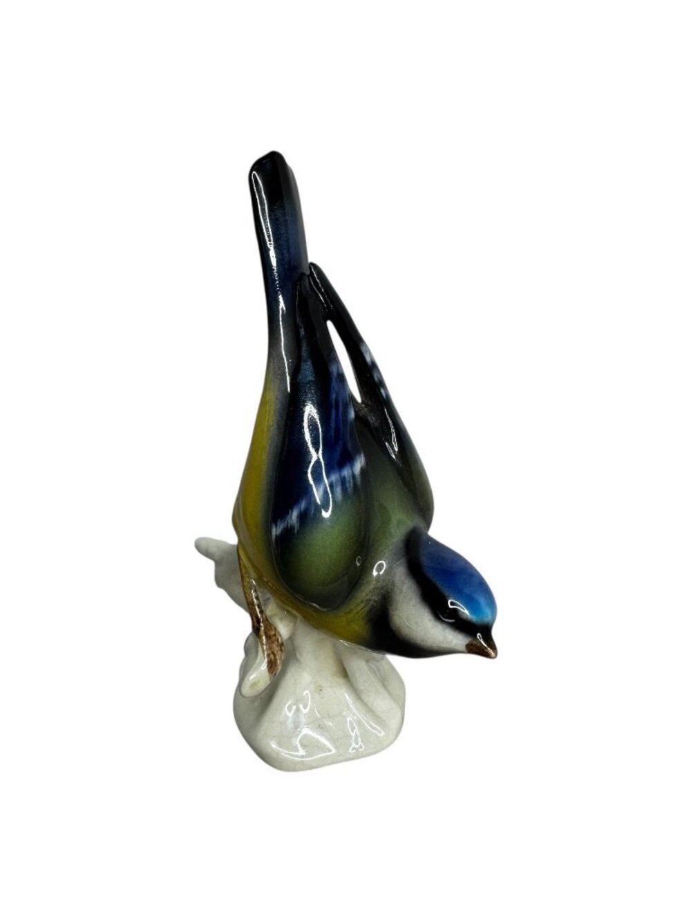 Vtg Hand-Painted Porcelain Bird Figurine Of Bing & Grondahl Titmouse On Branch